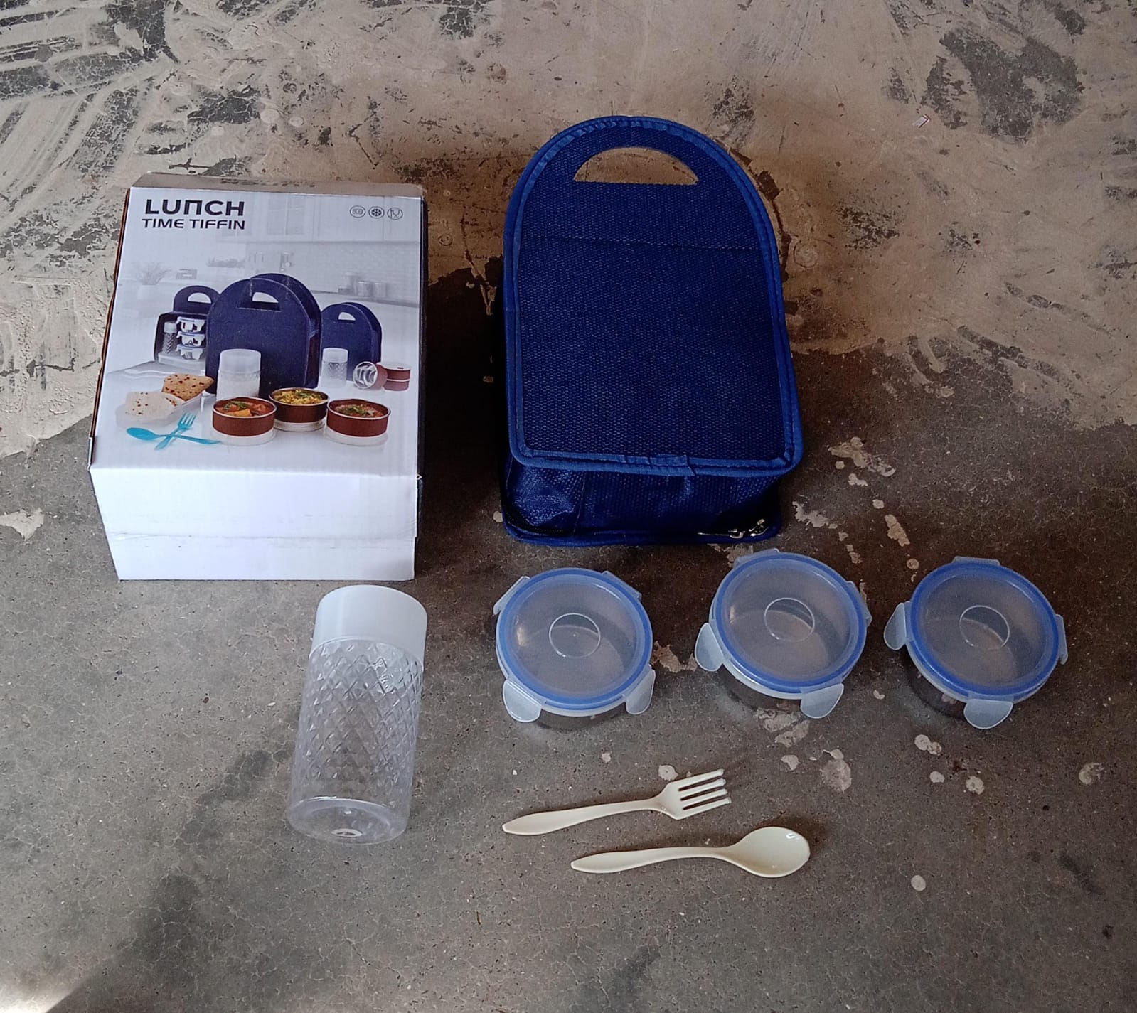 5773 6In1 Tiffin Box-Lunch Box | 3 Stainless Steel Containers | Plastic lid Box | Spoon & Fork /Plastic Bottle | Insulated Fabric Bag | Leak Proof | Microwave Safe for Office, College and School for Men, Women (6 pcs) 5773 6In1 Tiffin Box-Lunch Box | 3 Stainless Steel Containers | Plastic lid Box | Spoon & Fork /Plastic Bottle | Insulated Fabric Bag | Leak Proof | Microwave Safe for Office, College and School for Men, Women (6 pcs)